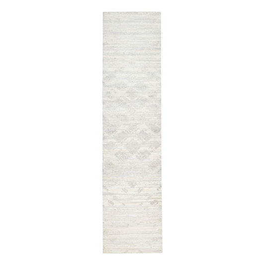 Modern and Contemporary Wool Hand Knotted Rug Ivory No Border 2.7X12.0 -O062919
