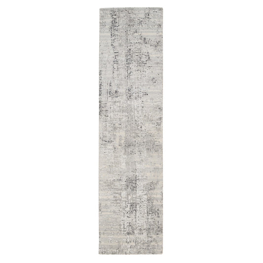 Modern and Contemporary Wool Hand Knotted Rug Grey No Border 2.5X10.0 -O062921