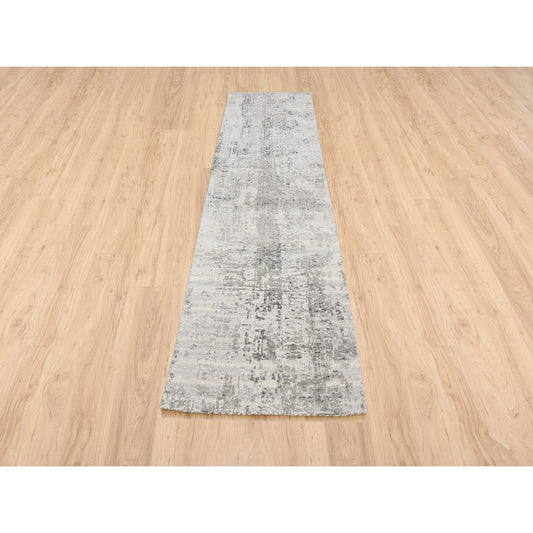 Modern and Contemporary Wool Hand Knotted Rug Grey No Border 2.5X10.0 -O062921
