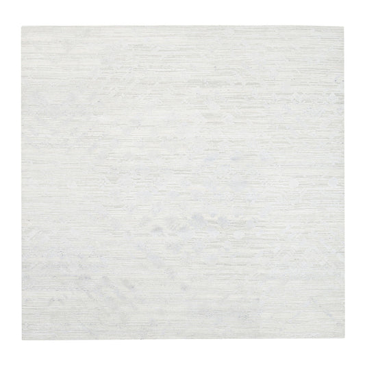 Modern and Contemporary Wool Hand Knotted Rug Ivory No Border 9.10X10.0 -O062924