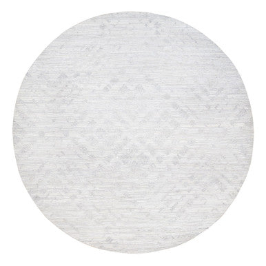 Modern and Contemporary Wool Hand Knotted Rug Ivory No Border 11.10X11.10 -O062932