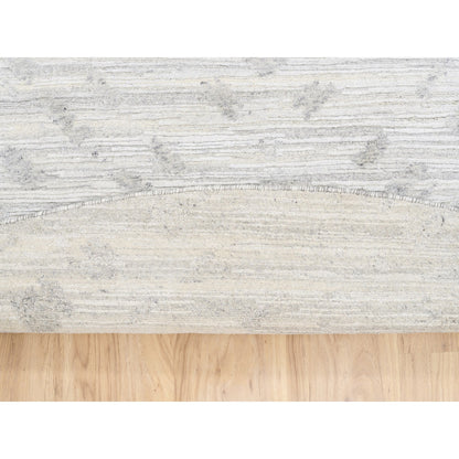 Modern and Contemporary Wool Hand Knotted Rug Ivory No Border 11.10X11.10 -O062932
