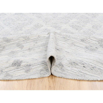 Modern and Contemporary Wool Hand Knotted Rug Ivory No Border 11.10X11.10 -O062932