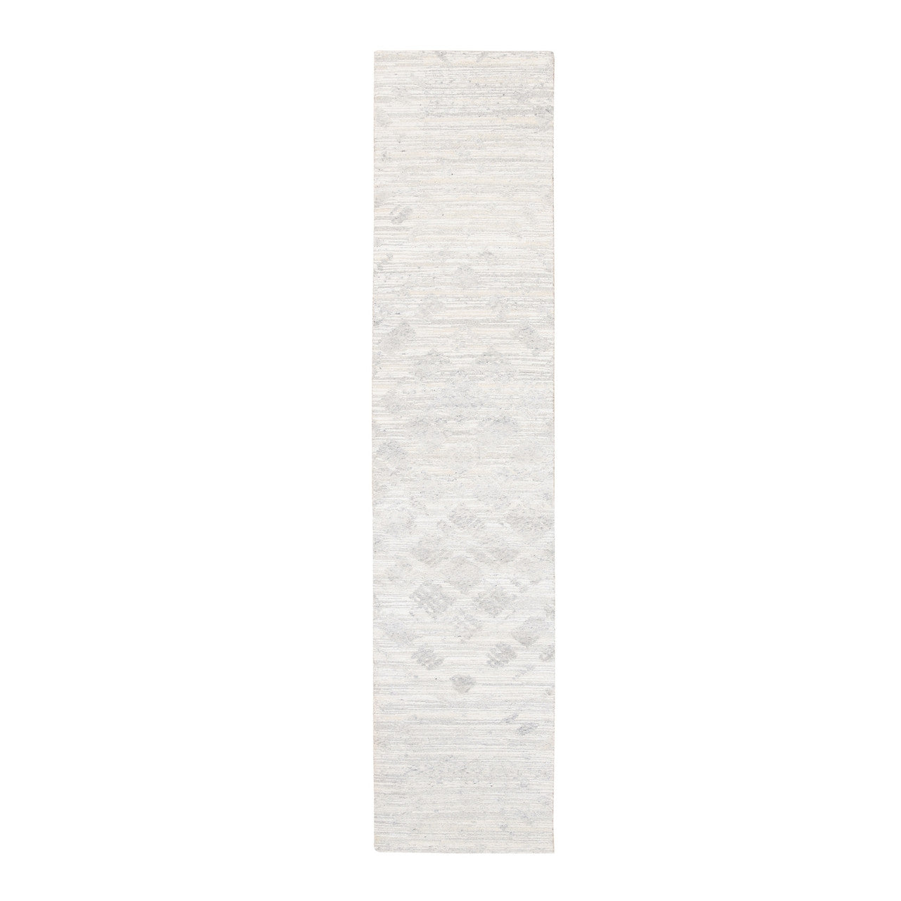 Ivory 2'6" x 12'0" Modern and Contemporary Hand knotted Wool Rug - Sku: O062938