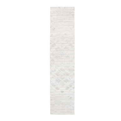 Modern and Contemporary Wool Hand Knotted Rug Ivory No Border 2.6X12.0 -O062938