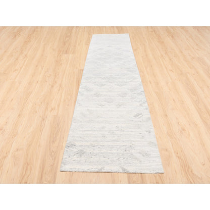 Modern and Contemporary Wool Hand Knotted Rug Ivory No Border 2.6X12.0 -O062938