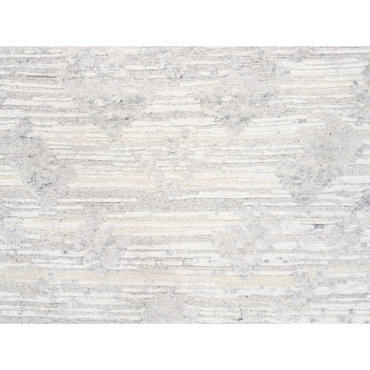 Modern and Contemporary Wool Hand Knotted Rug Ivory No Border 2.6X12.0 -O062938