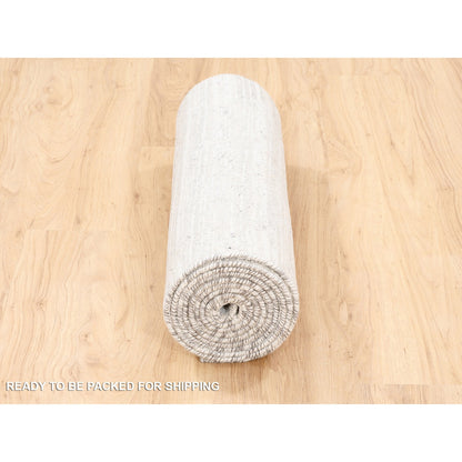 Modern and Contemporary Wool Hand Knotted Rug Ivory No Border 2.6X12.0 -O062938