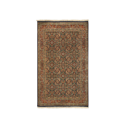 Fine Oriental Wool Hand Knotted Rug Black Red 3.1X5.2 -O062979