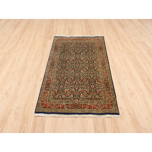 Fine Oriental Wool Hand Knotted Rug Black Red 3.1X5.2 -O062979