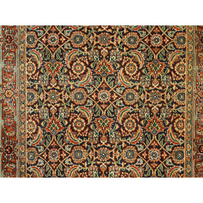 Fine Oriental Wool Hand Knotted Rug Black Red 3.1X5.2 -O062979