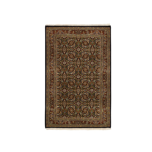 Fine Oriental Wool Hand Knotted Rug Black Red 3.2X5.0 -O062980