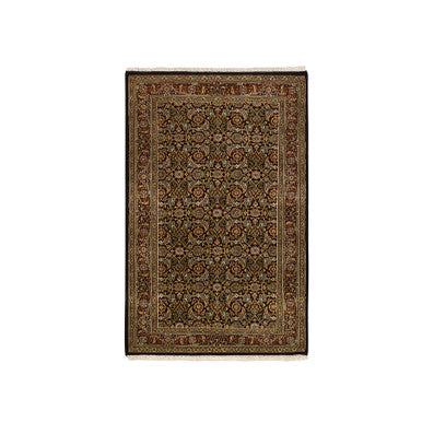 Fine Oriental Wool Hand Knotted Rug Black Red 3.2X5.0 -O062980