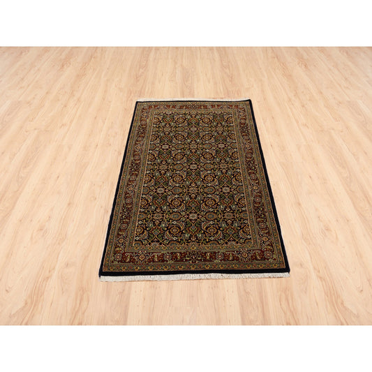 Fine Oriental Wool Hand Knotted Rug Black Red 3.2X5.0 -O062980