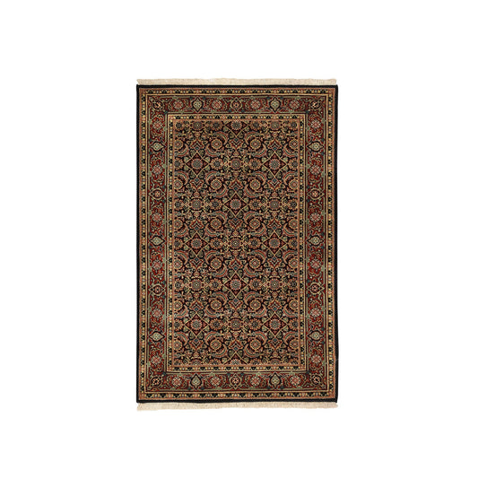 Fine Oriental Wool Hand Knotted Rug Black Red 3.0X5.0 -O062981