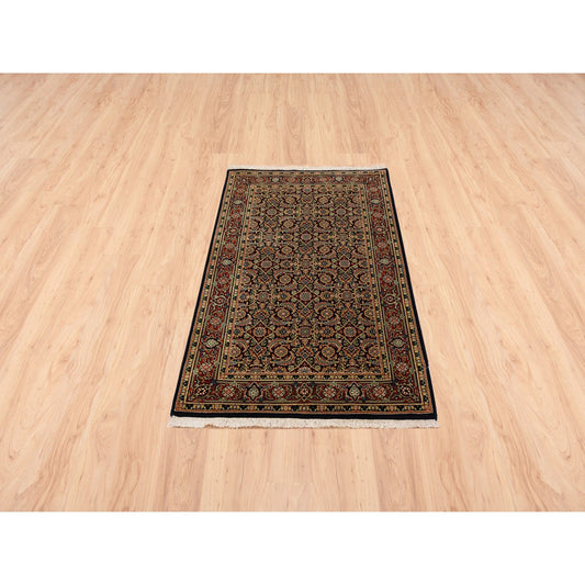 Fine Oriental Wool Hand Knotted Rug Black Red 3.0X5.0 -O062981