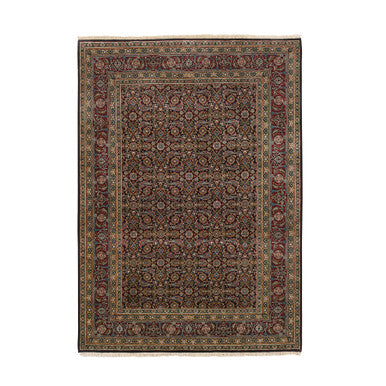 Fine Oriental Wool Hand Knotted Rug Black Red 5.2X7.4 -O062995