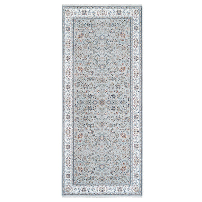 Fine Oriental Wool Hand Knotted Rug Grey Ivory 5.1X12.5 -O062996