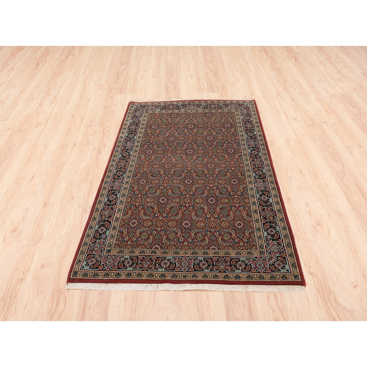 Fine Oriental Wool Hand Knotted Rug Red Midnight Blue 4.0X6.3 -O062997