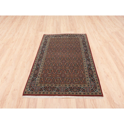 Fine Oriental Wool Hand Knotted Rug Red Midnight Blue 4.0X6.3 -O062997