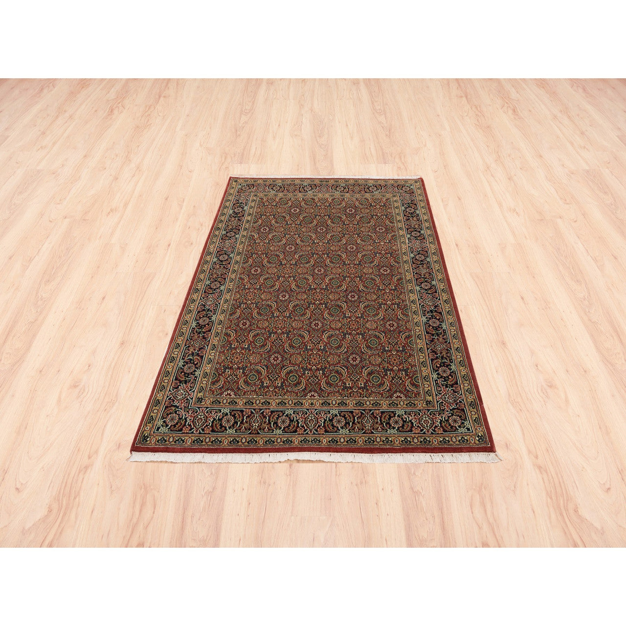 Fine Oriental Wool Hand Knotted Rug Red Midnight Blue 4.1X6.1 -O062998