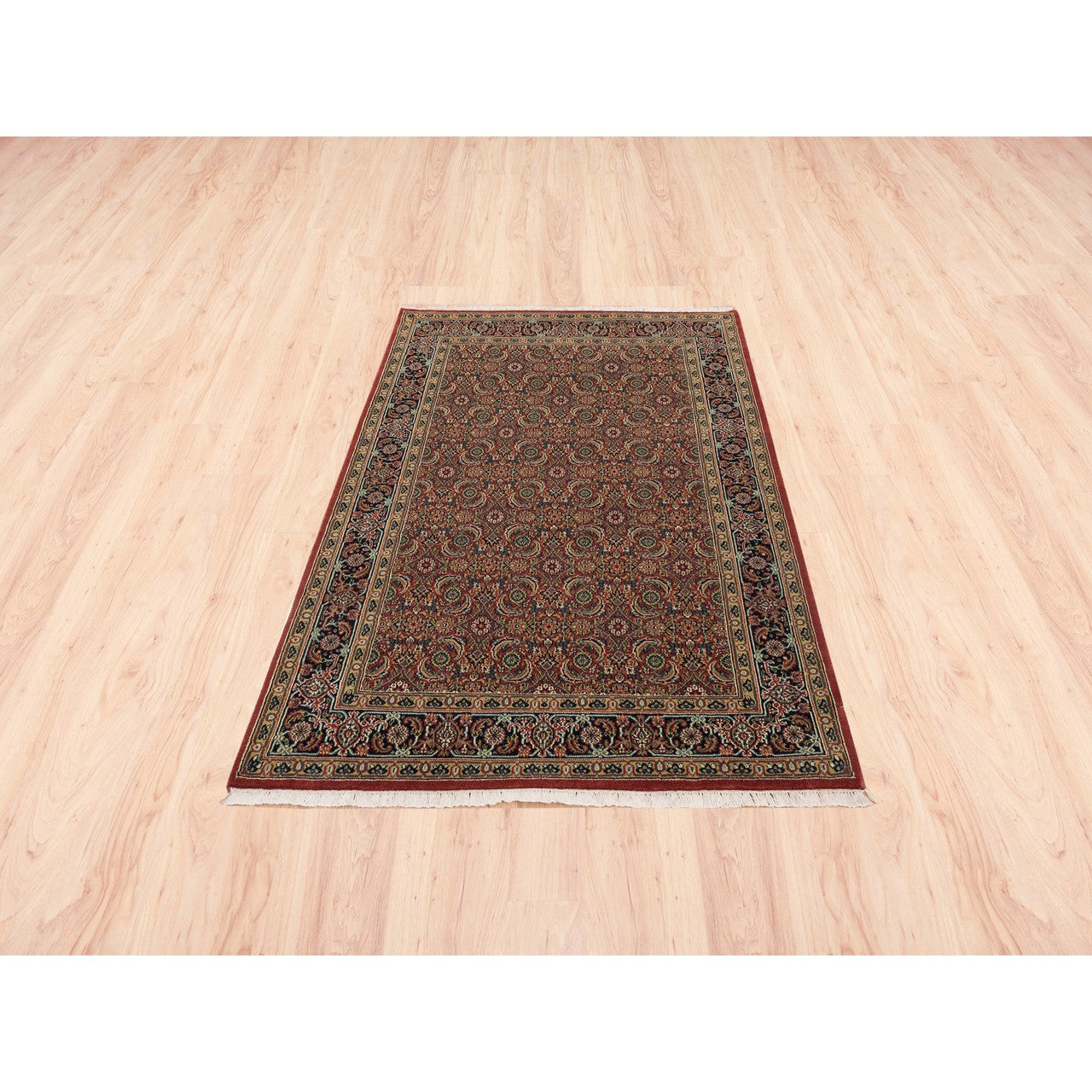 Fine Oriental Wool Hand Knotted Rug Red Midnight Blue 4.1X6.2 -O062999