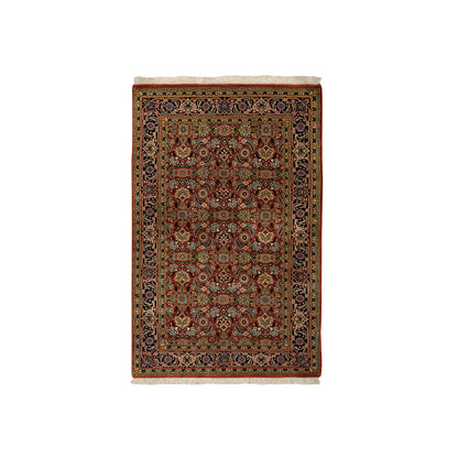 Fine Oriental Wool Hand Knotted Rug Red Midnight Blue 2.7X4.0 -O063003