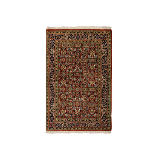 Fine Oriental Wool Hand Knotted Rug Red Midnight Blue 2.7X4.0 -O063003