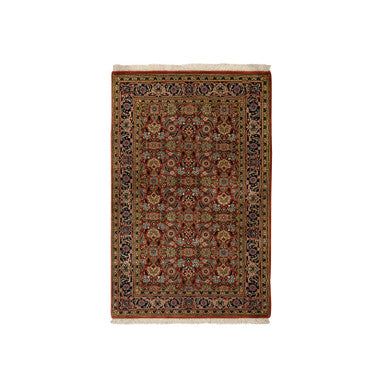 Fine Oriental Wool Hand Knotted Rug Red Midnight Blue 2.7X4.0 -O063003