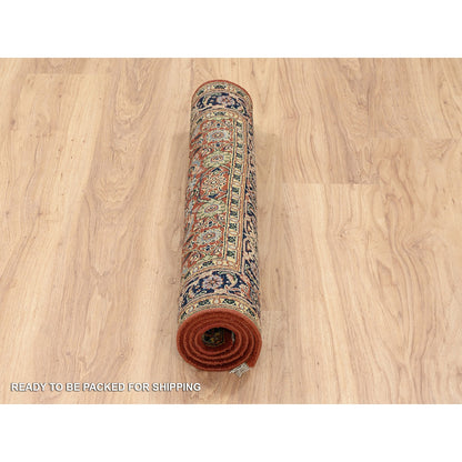Fine Oriental Wool Hand Knotted Rug Red Midnight Blue 2.7X4.0 -O063003