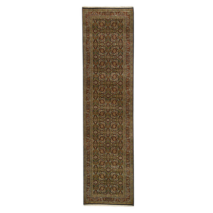 Fine Oriental Wool Hand Knotted Rug Black Midnight Blue 2.6X10.0 -O063006