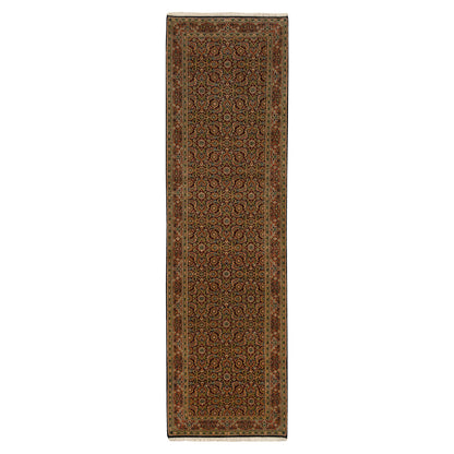 Fine Oriental Wool Hand Knotted Rug Black Red 2.8X9.9 -O063011