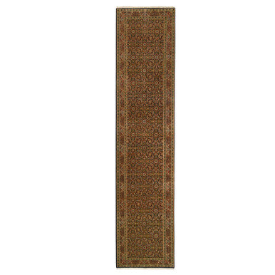 Fine Oriental Wool Hand Knotted Rug Black Red 2.9X12.4 -O063023