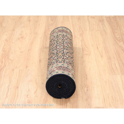 Fine Oriental Wool Hand Knotted Rug Black Red 2.9X12.4 -O063023