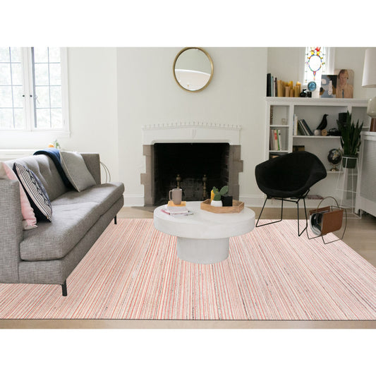 Modern and Contemporary Wool Hand Loomed Rug Pink No Border 9.0X12.0 -O063039