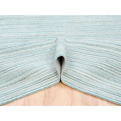 Modern and Contemporary Wool Hand Loomed Rug Green No Border 9.1X12.0 -O063042