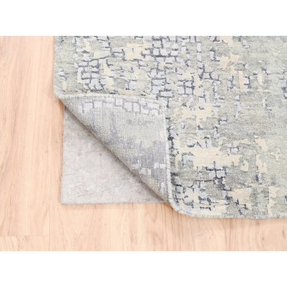 Modern and Contemporary Wool & Silk Hand Knotted Rug Grey No Border 4.1X9.9 -O063062