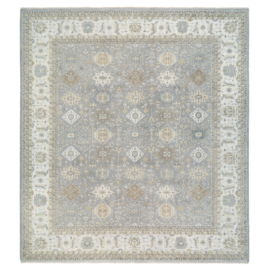 Heriz Wool Hand Knotted Rug Grey Ivory 14.0X16.0 -O063068