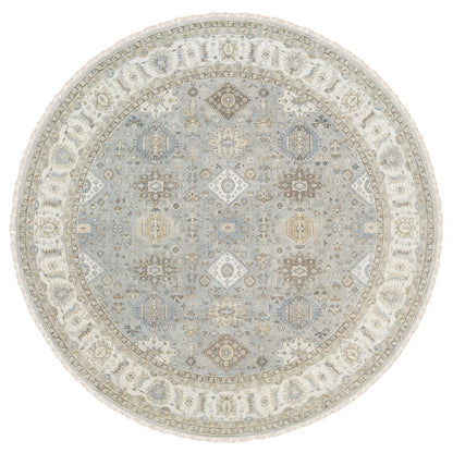 Heriz Wool Hand Knotted Rug Grey Ivory 12.0X12.0 -O063069