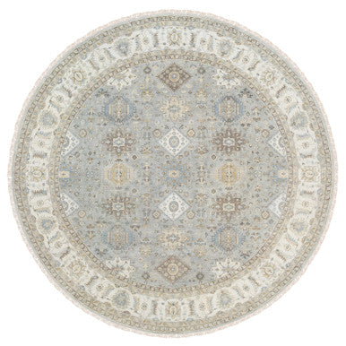 Heriz Wool Hand Knotted Rug Grey Ivory 12.0X12.0 -O063069