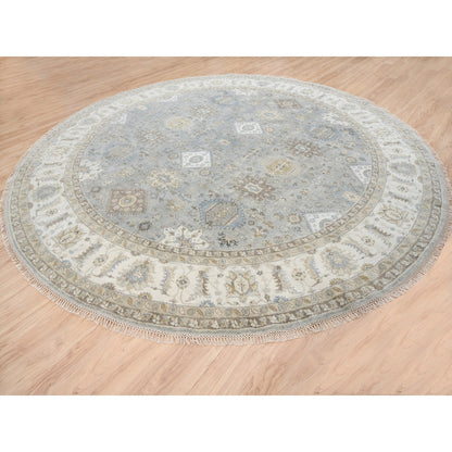 Heriz Wool Hand Knotted Rug Grey Ivory 12.0X12.0 -O063069
