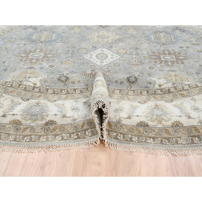 Heriz Wool Hand Knotted Rug Grey Ivory 12.0X12.0 -O063069