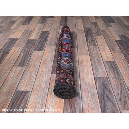 Kazak Wool Hand Knotted Rug Blue 2.11x4.8 -O0630