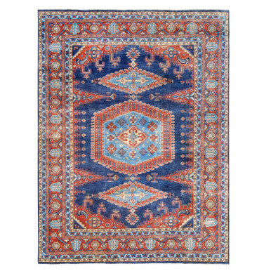 Heriz Wool Hand Knotted Rug Blue Red 9.1X12.0 -O063100