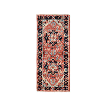 Heriz Wool Hand Knotted Rug Red Black 2.6X6.0 -O063149