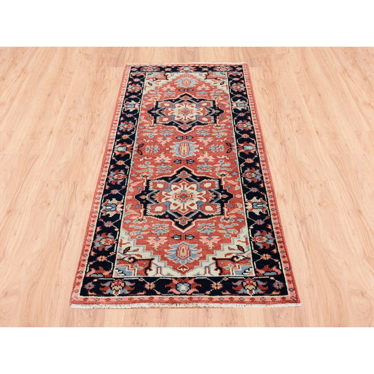 Heriz Wool Hand Knotted Rug Red Black 2.6X6.0 -O063149