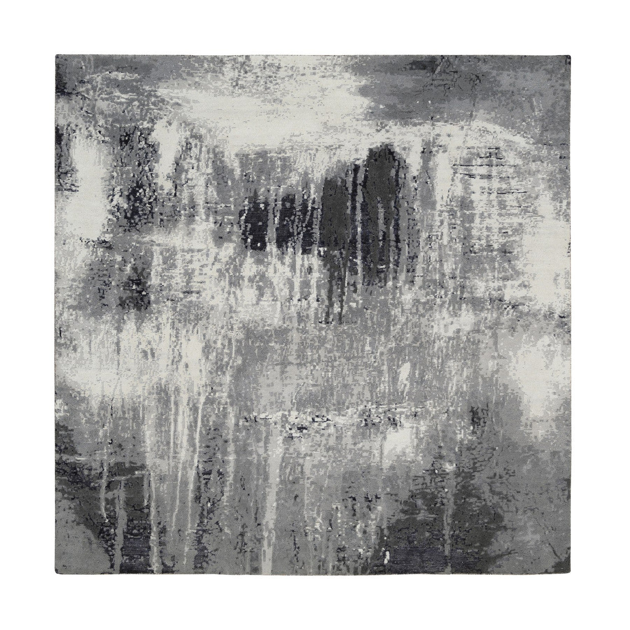 Ivory 8'0" x 8'1" Modern and Contemporary Hand knotted Wool/Silk Rug - Sku: O063178