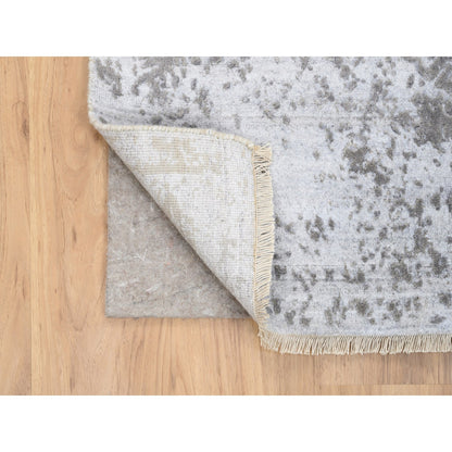 Transitional Wool & Silk Hand Knotted Rug Ivory No Border 4.2X6.0 -O063183