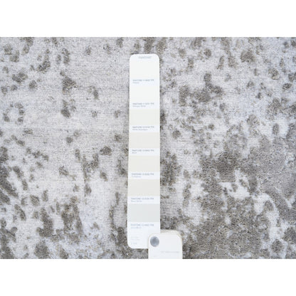 Transitional Wool & Silk Hand Knotted Rug Ivory No Border 4.2X6.0 -O063183