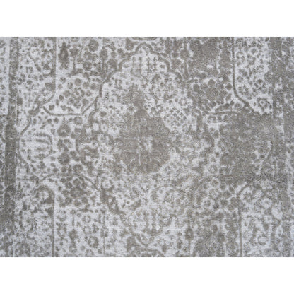 Transitional Wool & Silk Hand Knotted Rug Ivory No Border 4.2X6.0 -O063183